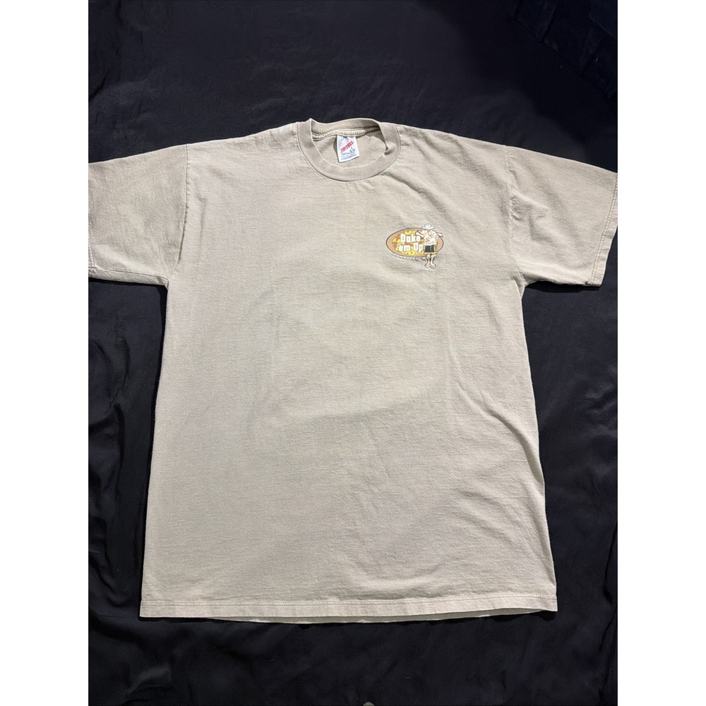 Vintage Jerzees Duke em Up Hawaiian Wear Aloha Friday Pau Hana Time T-Shirt Tan